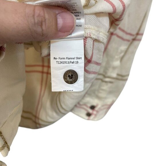 Toad & Co Re-Form Flannel Shirt Long Sleeve Beige Red Brown Women’s Size Medium - Picture 5 of 8